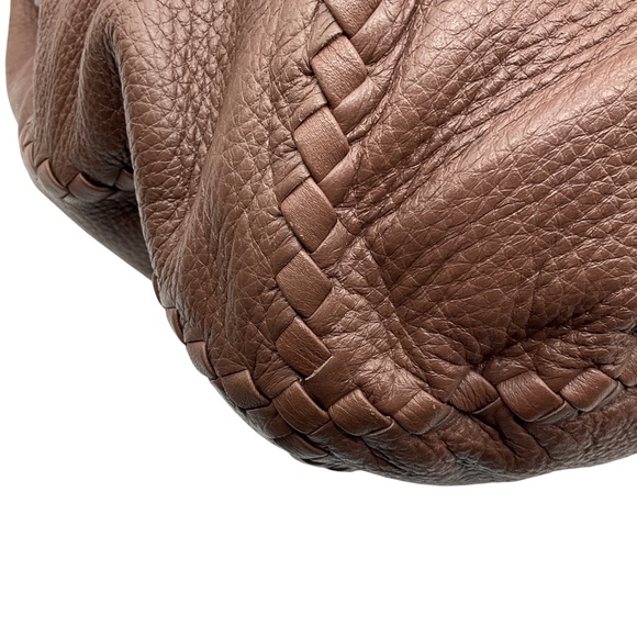 BOTTEGA VENETA BROWN INTRECCIATO WOVEN DETAIL GRAINED LEATHER HOBO SHOULDER BAG - Picture 11 of 14